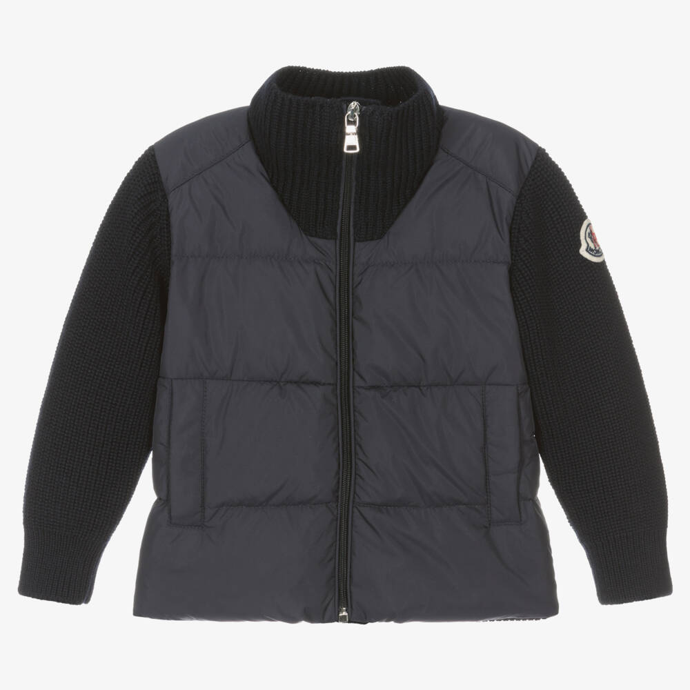 Moncler Enfant-Boys Navy Knitted Puffer Jacket | Childrensalon Outlet