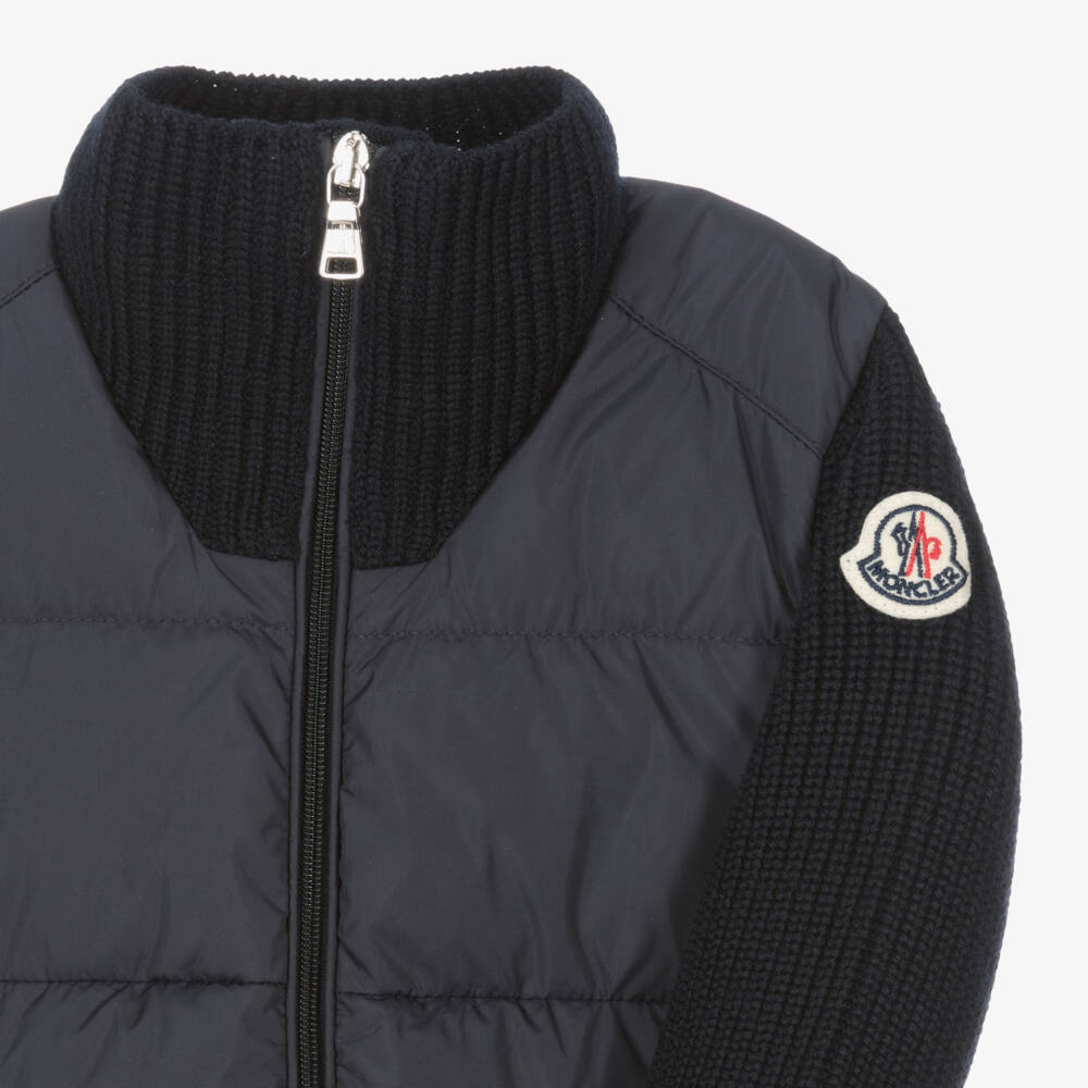 Moncler Enfant-Boys Navy Knitted Puffer Jacket | Childrensalon Outlet