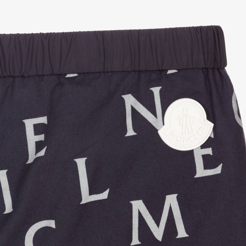 Moncler Enfant-شورت قطني بنقشة للأولاد بلون كحلي | Childrensalon Outlet