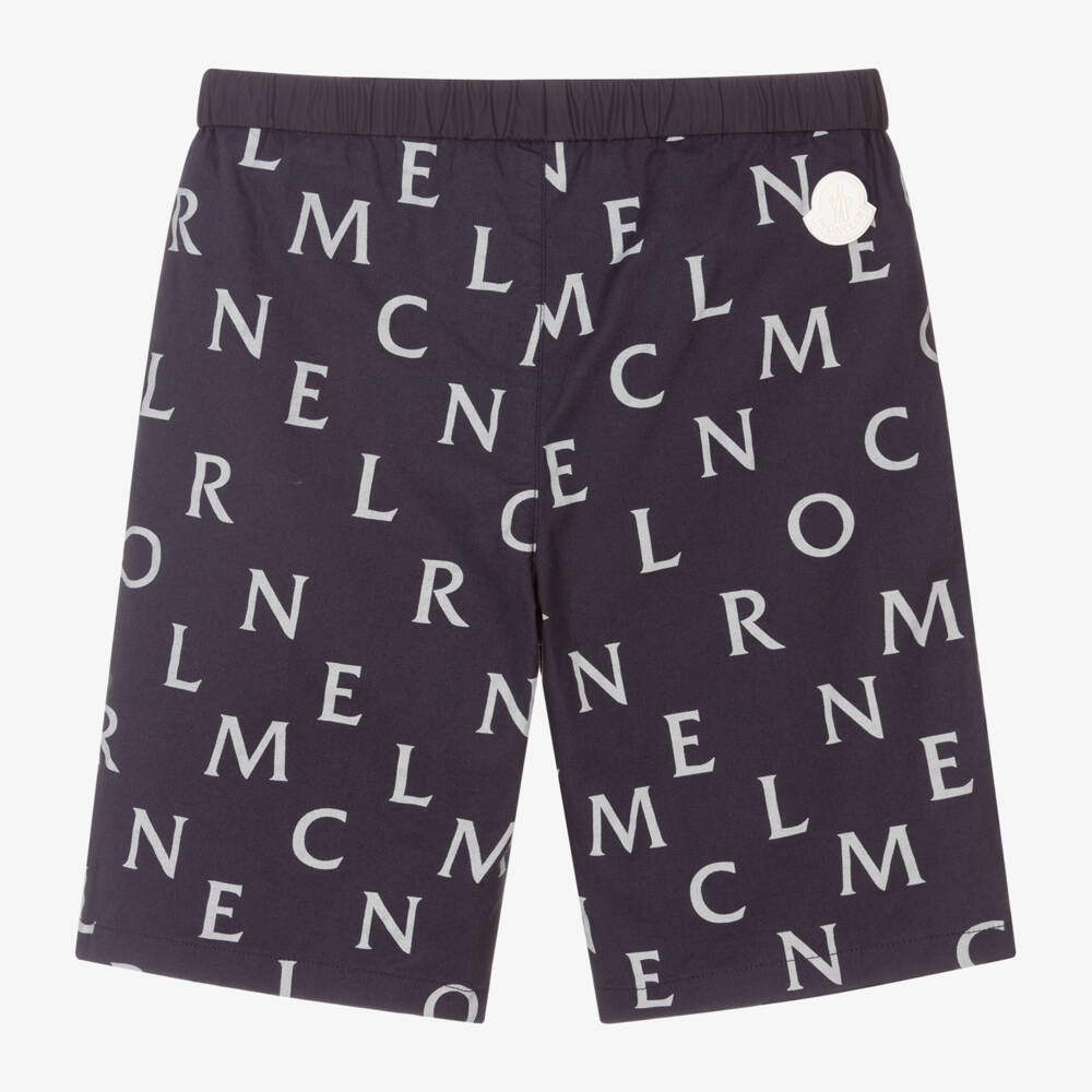 Moncler Enfant-شورت قطني بنقشة للأولاد بلون كحلي | Childrensalon Outlet