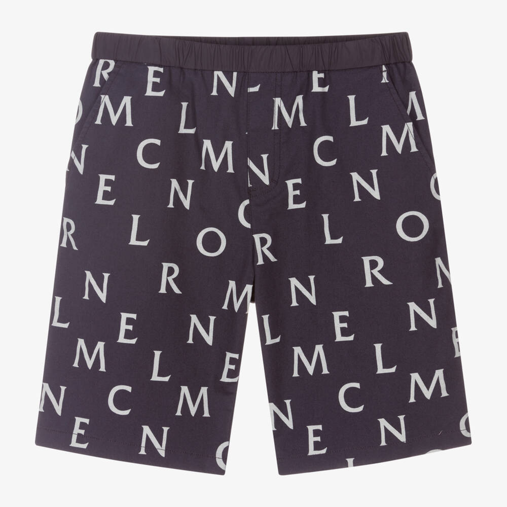 Moncler Enfant-شورت قطني بنقشة للأولاد بلون كحلي | Childrensalon Outlet