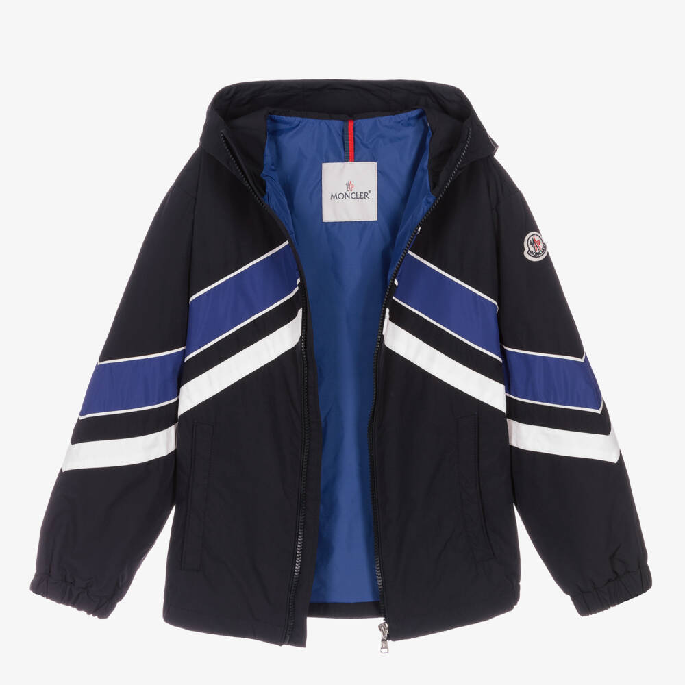 Moncler Enfant-جاكيت رياضي مخطط للأولاد بلون كحلي | Childrensalon Outlet