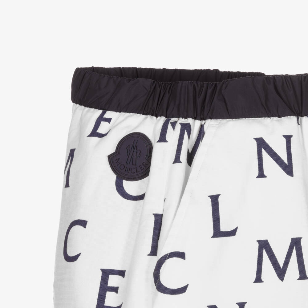 Moncler Enfant-شورت أولاد بنقشة كحلي وأبيض | Childrensalon Outlet
