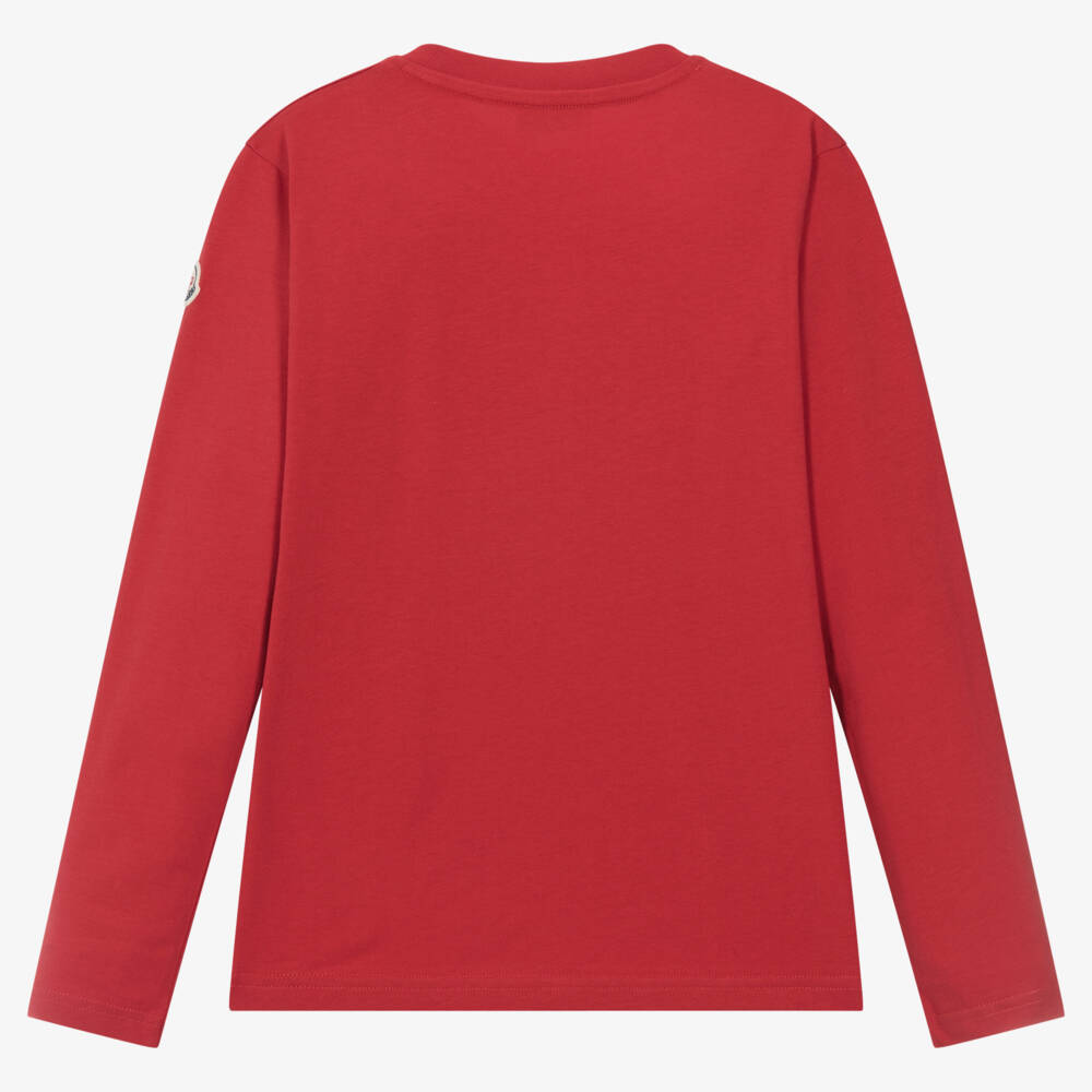 Moncler Enfant-قميص قطني أحمر بأكمام طويلة للأولاد | Childrensalon Outlet