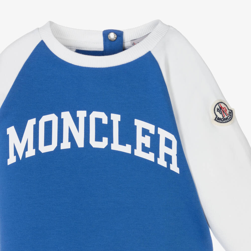 Moncler Enfant-بدلة رياضية قطنية ناعمة زرقاء للأولاد | Childrensalon Outlet