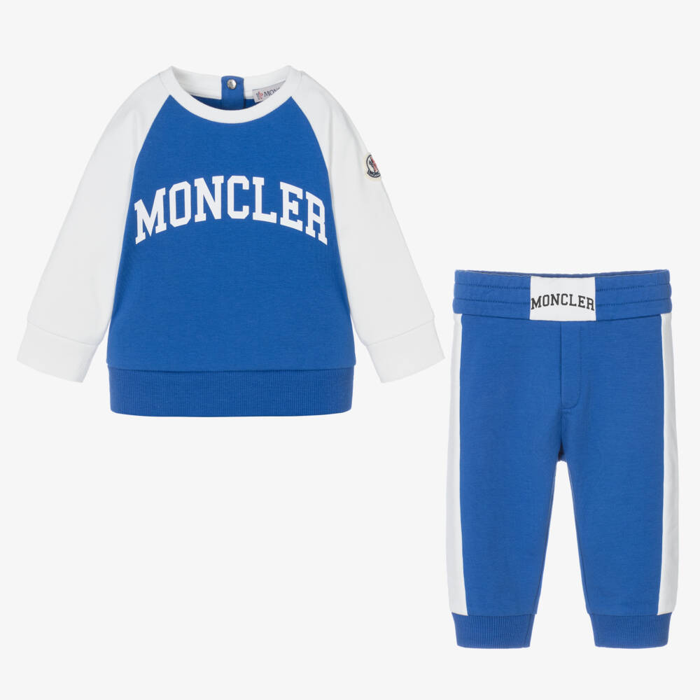 Moncler Enfant-بدلة رياضية قطنية ناعمة زرقاء للأولاد | Childrensalon Outlet