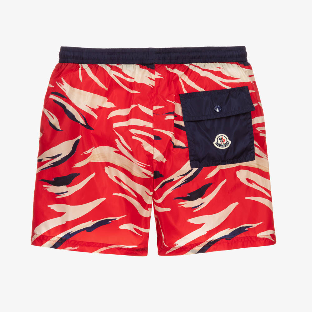 Moncler Enfant-شورت سباحة أحمر زاهي للأولاد | Childrensalon Outlet