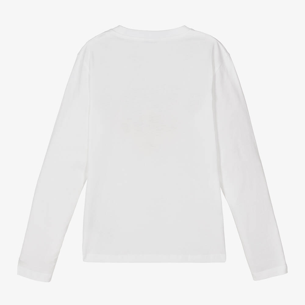 Moncler Enfant-تي شيرت قطن أبيض بشعار للأولاد | Childrensalon Outlet