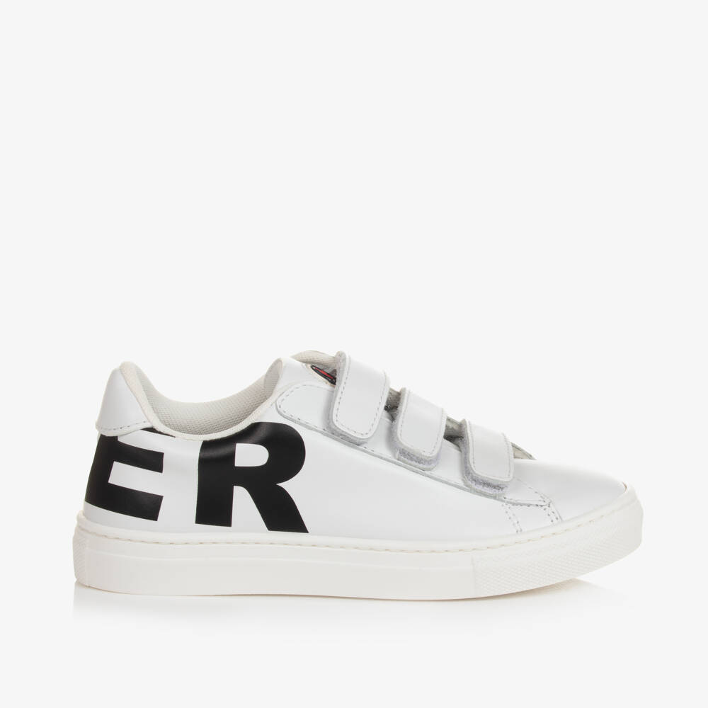 Moncler Enfant-Кожаные кроссовки с логотипом белые для мальчиков | Childrensalon Outlet