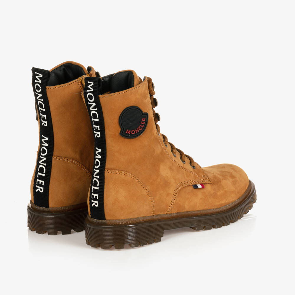 Moncler Enfant-Brown Nubuck Leather Teen Boots | Childrensalon Outlet