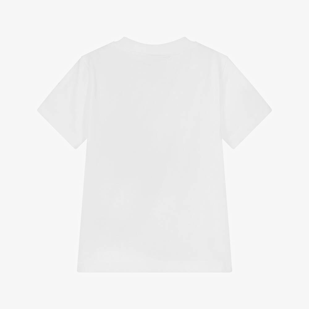 Moncler Enfant-تيشيرت أبيض قطن بشعار | Childrensalon Outlet