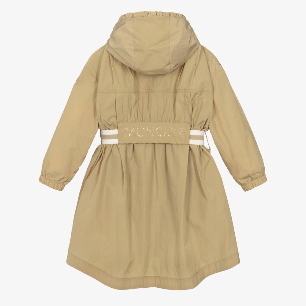 Moncler Enfant-معطف طويل بغطاء رأس للبنات بلون البيج | Childrensalon Outlet