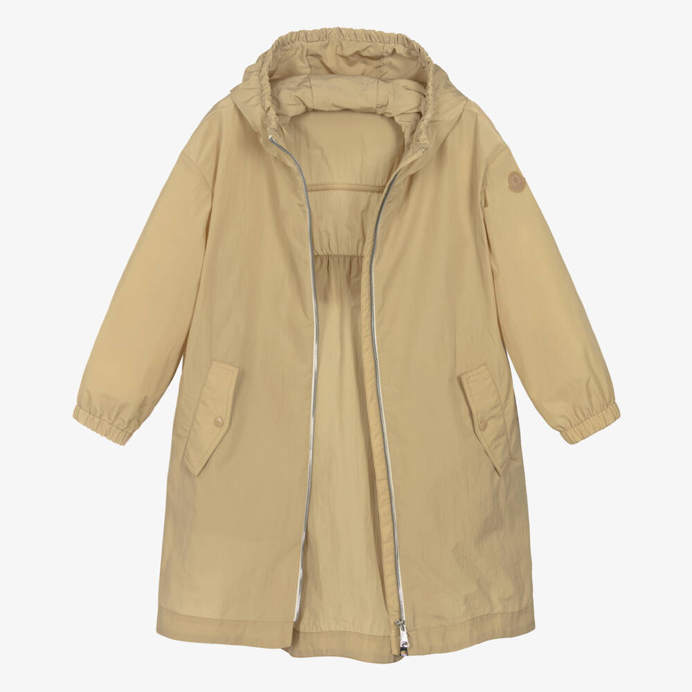 Moncler Enfant-معطف طويل بغطاء رأس للبنات بلون البيج | Childrensalon Outlet