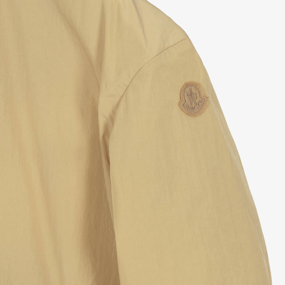 Moncler Enfant-معطف طويل بغطاء رأس للبنات بلون البيج | Childrensalon Outlet