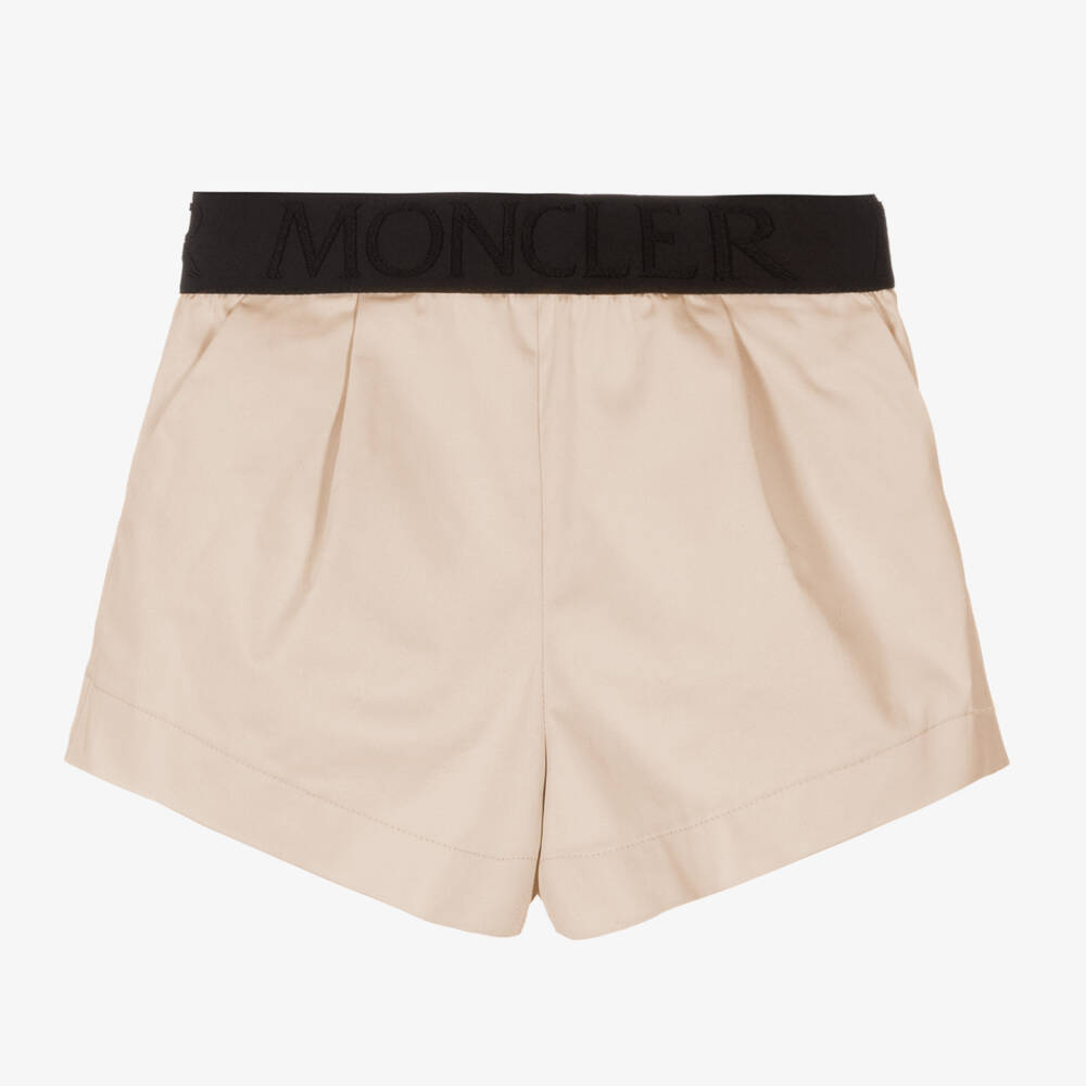 Moncler Enfant-Girls Beige Sateen Cotton Shorts | Childrensalon Outlet