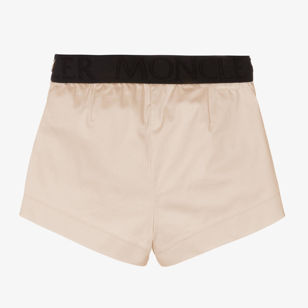 Moncler Enfant-Girls Beige Sateen Cotton Shorts | Childrensalon Outlet