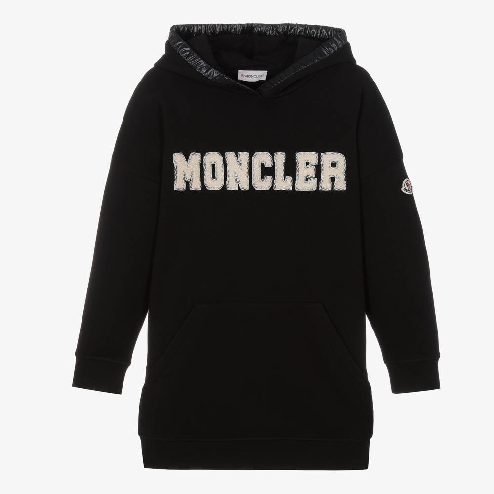 Moncler Enfant-Платье-худи из черного хлопка для девочек | Childrensalon Outlet