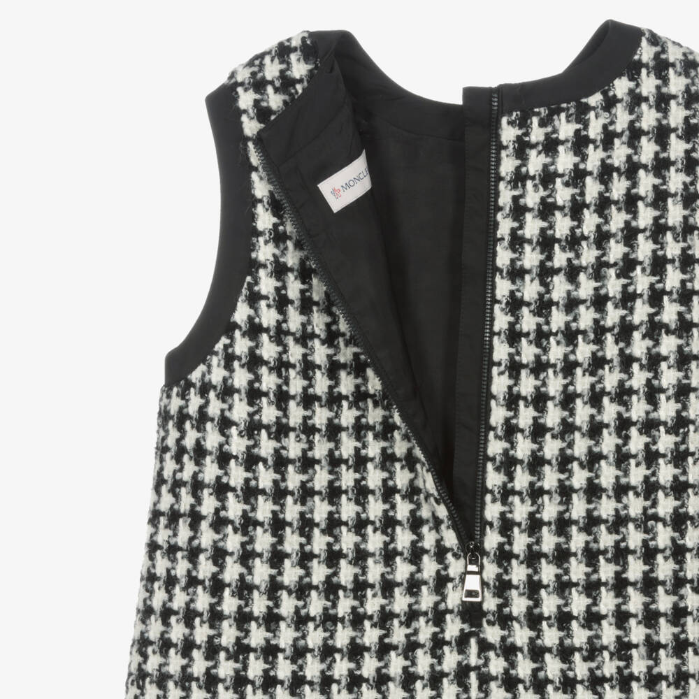 Moncler Enfant-Girls Black Houndstooth Tweed Dress | Childrensalon Outlet
