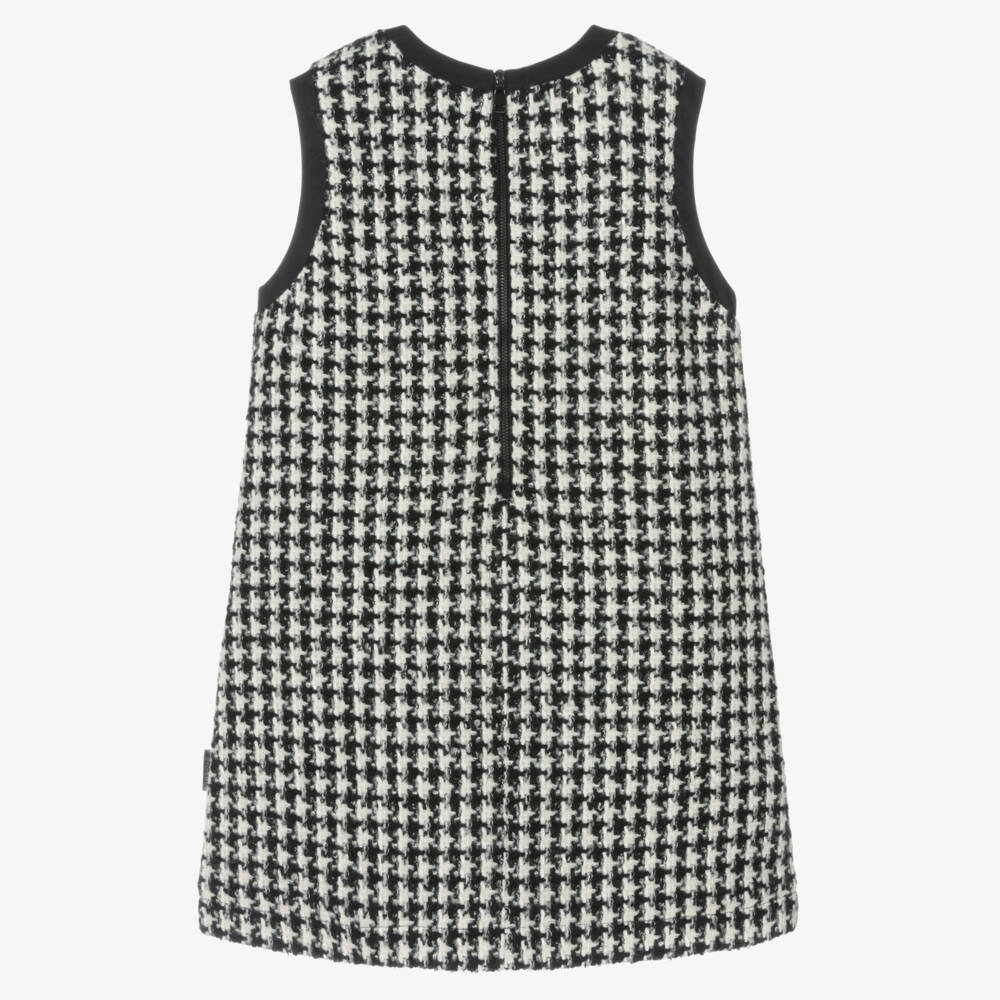 Moncler Enfant-Girls Black Houndstooth Tweed Dress | Childrensalon Outlet