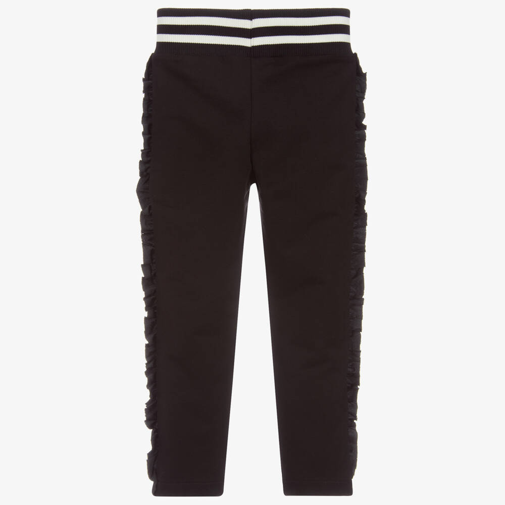 Moncler Enfant-بنطلون جوجرز قطن أسود بكشكش للبنات | Childrensalon Outlet