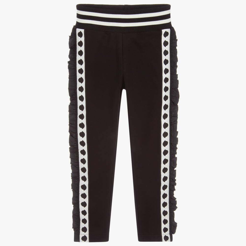 Moncler Enfant-بنطلون جوجرز قطن أسود بكشكش للبنات | Childrensalon Outlet