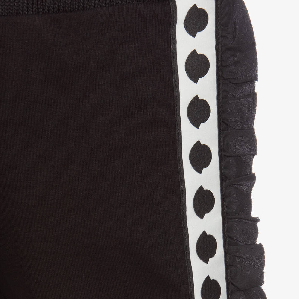 Moncler Enfant-بنطلون جوجرز قطن أسود بكشكش للبنات | Childrensalon Outlet