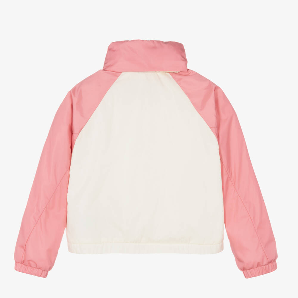 Moncler Enfant-جاكيت للبنات بلون وردي وكريمي | Childrensalon Outlet