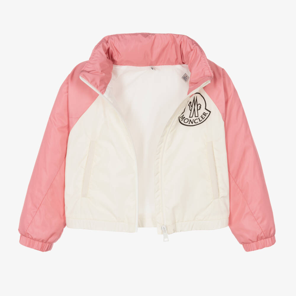 Moncler Enfant-جاكيت للبنات بلون وردي وكريمي | Childrensalon Outlet