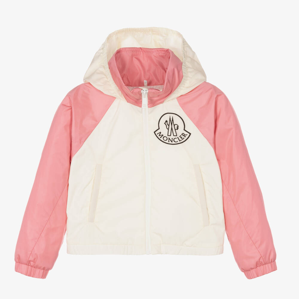 Moncler Enfant-جاكيت للبنات بلون وردي وكريمي | Childrensalon Outlet