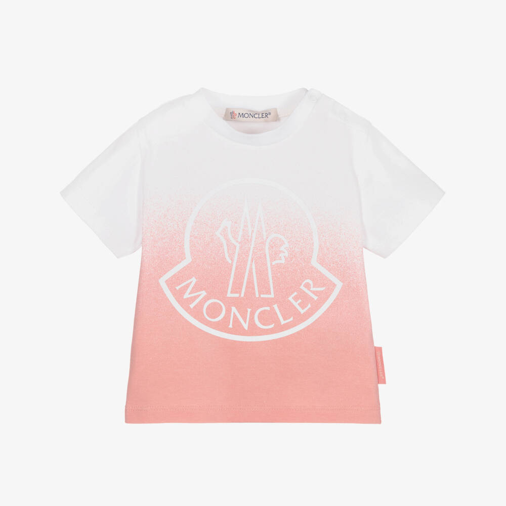 Moncler Enfant-Girls Blush and White Tee | Childrensalon Outlet