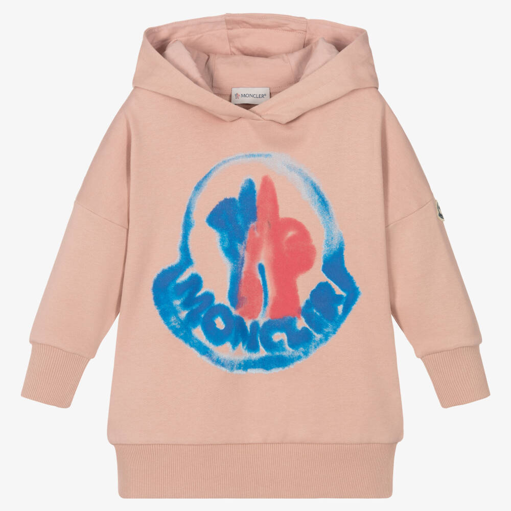 Moncler Enfant-Платье-худи с графикой для девочек в розовом цвете | Childrensalon Outlet