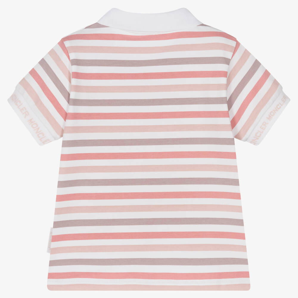 Moncler Enfant-Рубашка поло в полоску розового цвета для девочек | Childrensalon Outlet