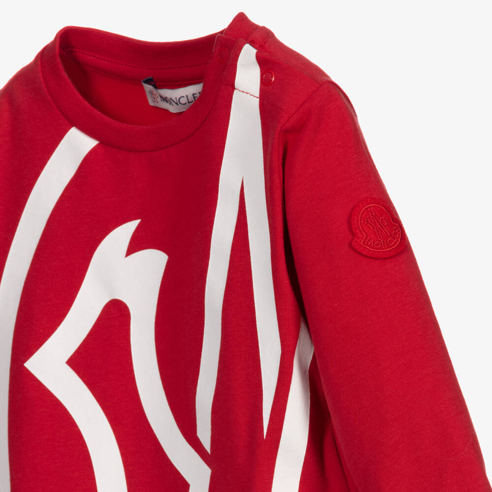Moncler Enfant-Футболка с ярким красным логотипом для девочек | Childrensalon Outlet