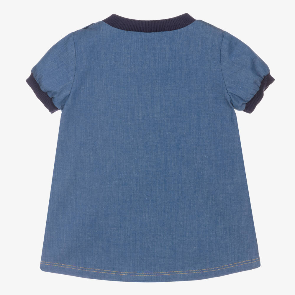 Moncler Enfant-فستان شامبراي للبنات مع جيب وشعار | Childrensalon Outlet