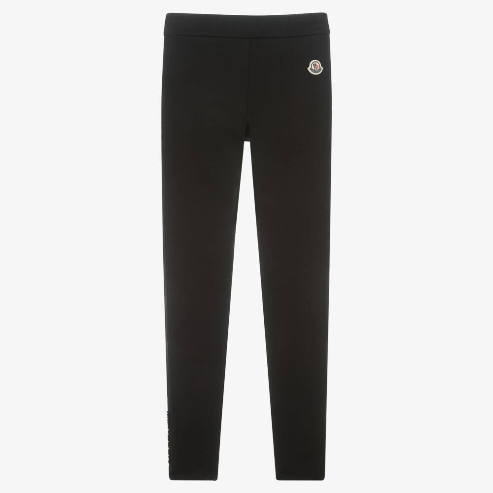 Moncler Enfant-بنطلون ليقنز كلاسيكي قطن أسود للبنات | Childrensalon Outlet