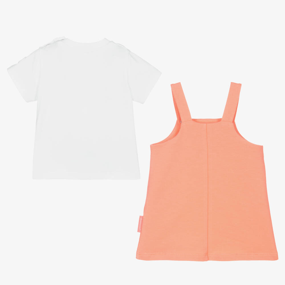 Moncler Enfant-طقم فستان مريلة مرجاني للبنات | Childrensalon Outlet