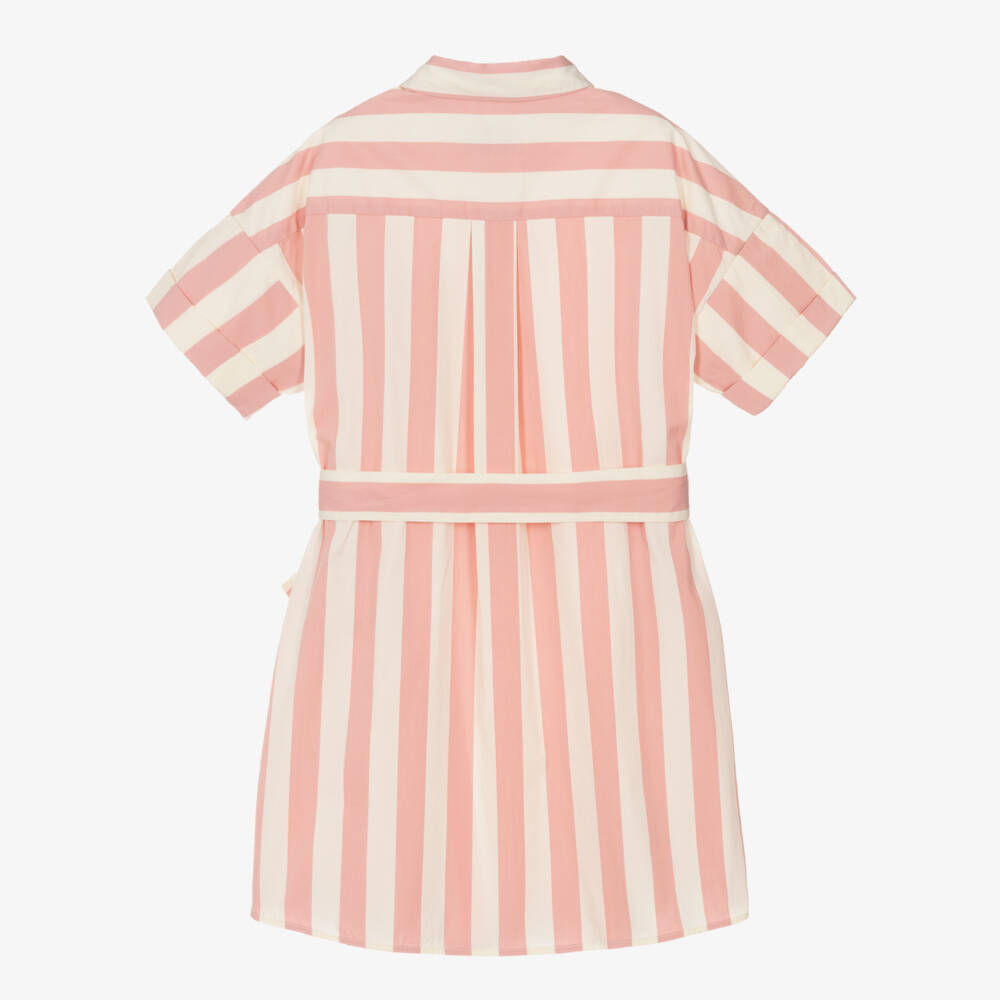 Moncler Enfant-Хлопковое платье в розовую полоску для девочек | Childrensalon Outlet