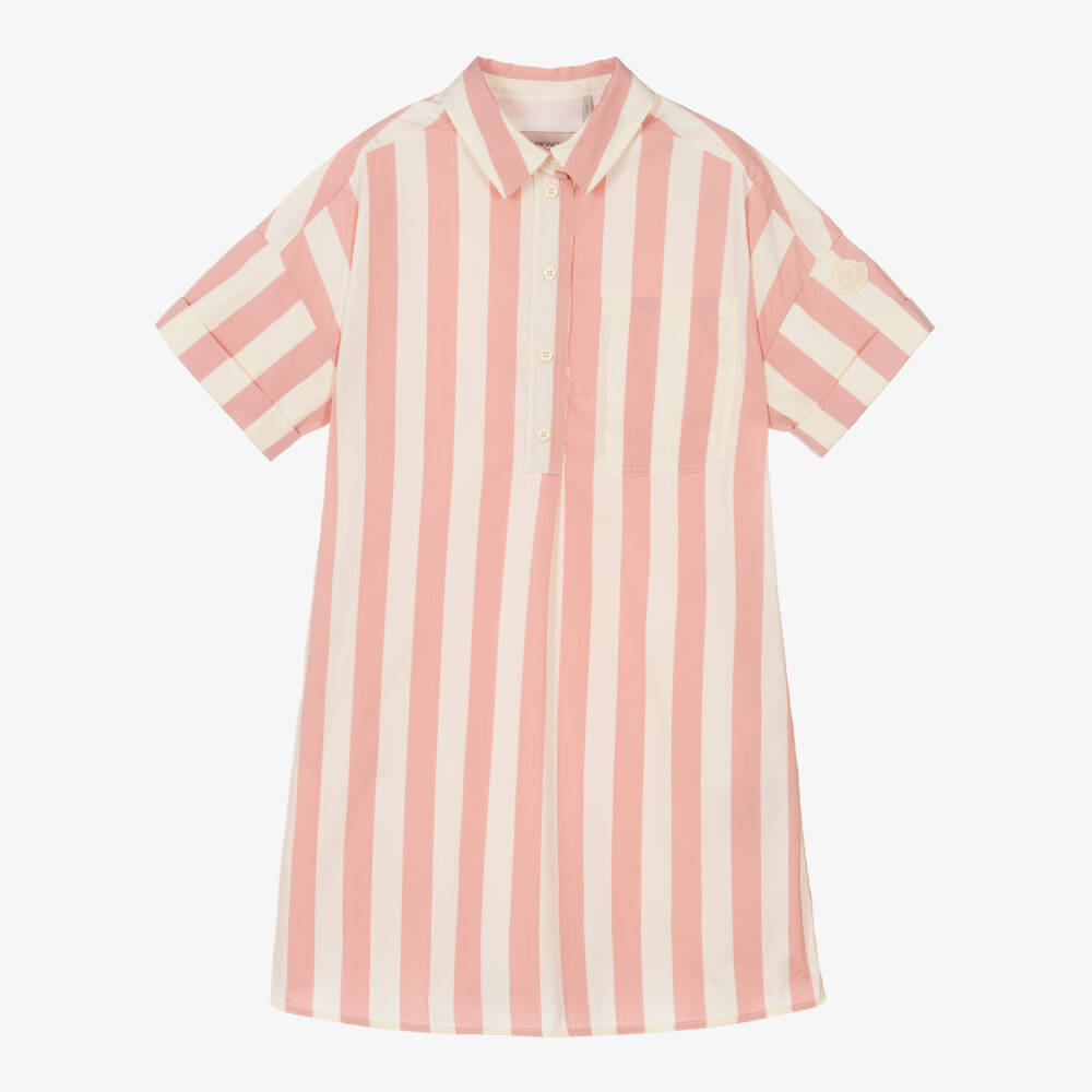 Moncler Enfant-Хлопковое платье в розовую полоску для девочек | Childrensalon Outlet