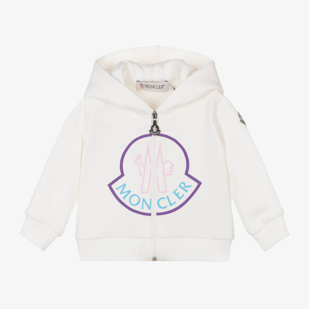 Moncler Enfant-هودي قطني بلون الكريم للبنات | Childrensalon Outlet