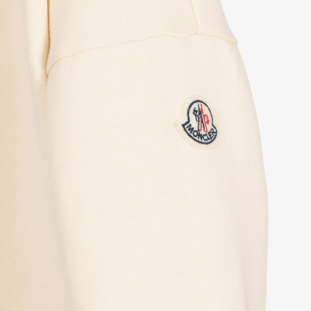 Moncler Enfant-Кремовый хлопковый худи с логотипом для девочек | Childrensalon Outlet
