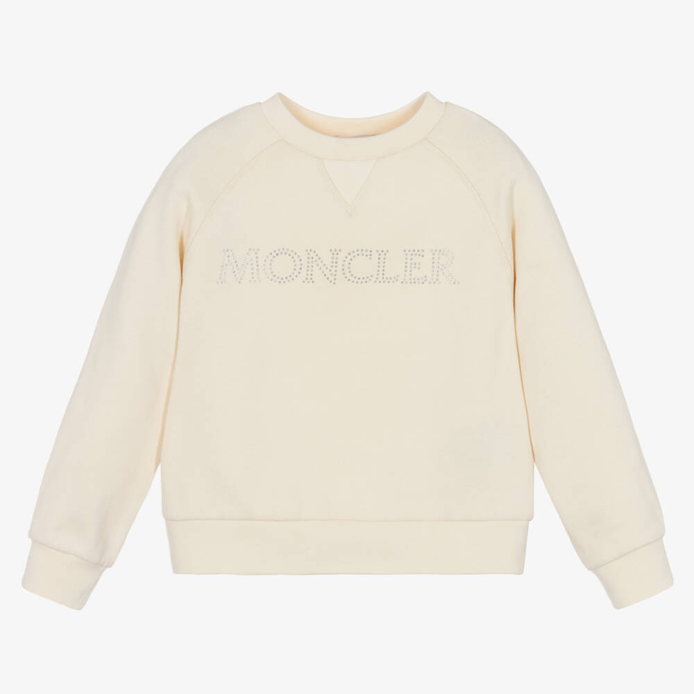 Moncler Enfant-بلوزة رياضية قطنية بلون كريمي للبنات | Childrensalon Outlet