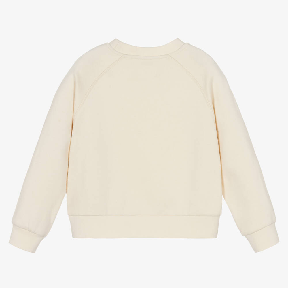 Moncler Enfant-بلوزة رياضية قطنية بلون كريمي للبنات | Childrensalon Outlet