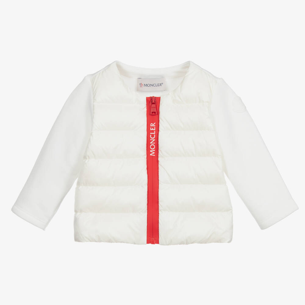 Moncler Enfant-قميص مبطن بسحاب بلون كريمي للبنات | Childrensalon Outlet