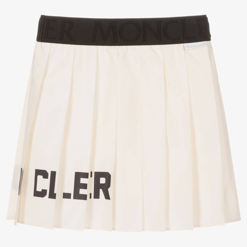 Moncler Enfant-Girls Creamy Smooth Pleated Skirt | Childrensalon Outlet