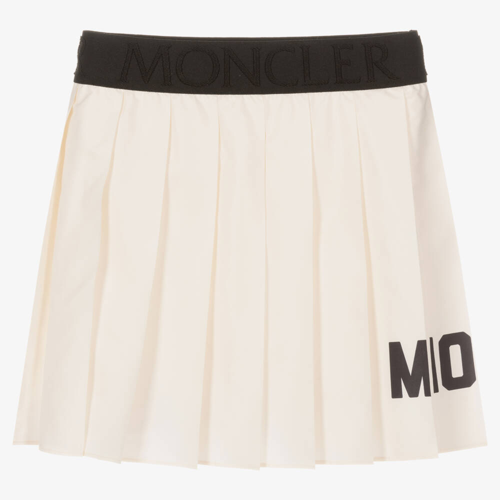 Moncler Enfant-Girls Creamy Smooth Pleated Skirt | Childrensalon Outlet