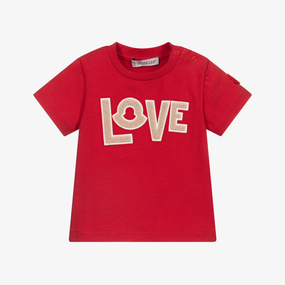 Moncler Enfant-تيشيرت حب قرمزي للبنات | Childrensalon Outlet