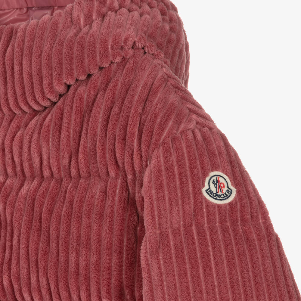 Moncler Enfant-Куртка из вельвета пыльно-розовая для девочек | Childrensalon Outlet