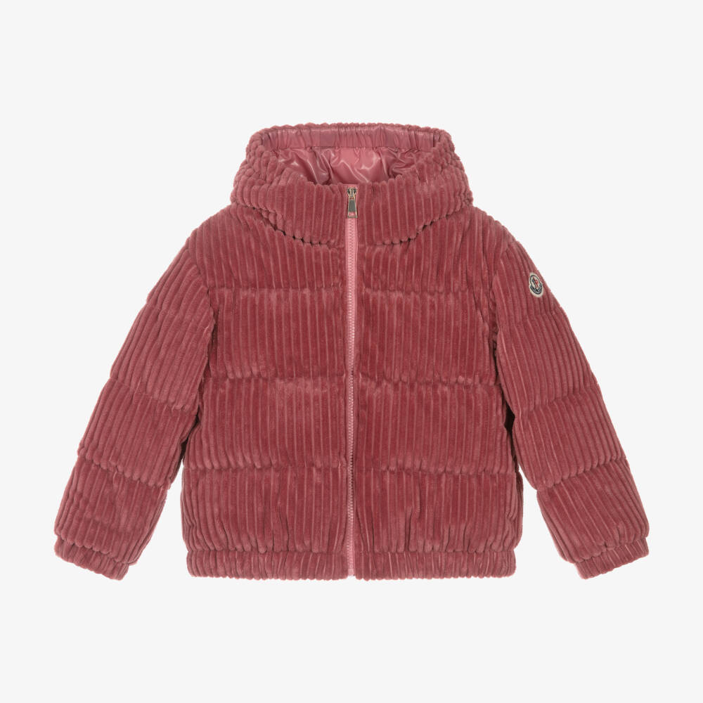 Moncler Enfant-Куртка из вельвета пыльно-розовая для девочек | Childrensalon Outlet