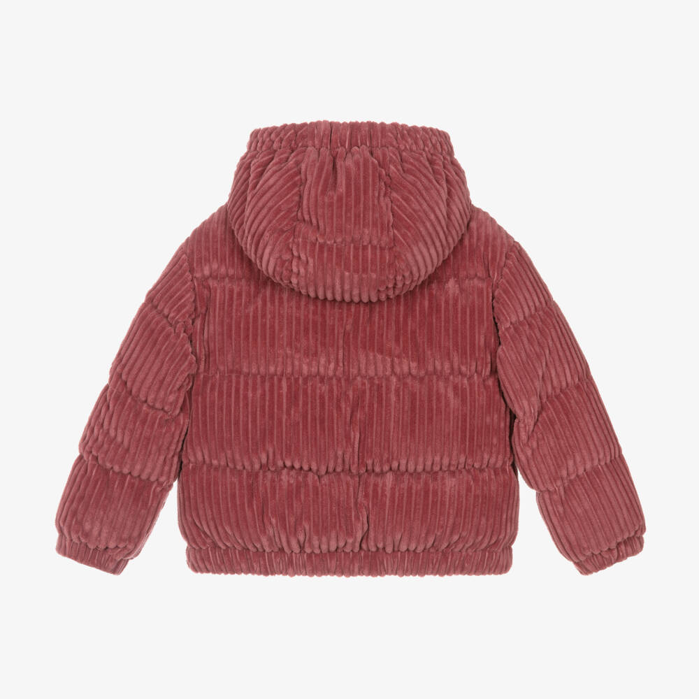 Moncler Enfant-Куртка из вельвета пыльно-розовая для девочек | Childrensalon Outlet