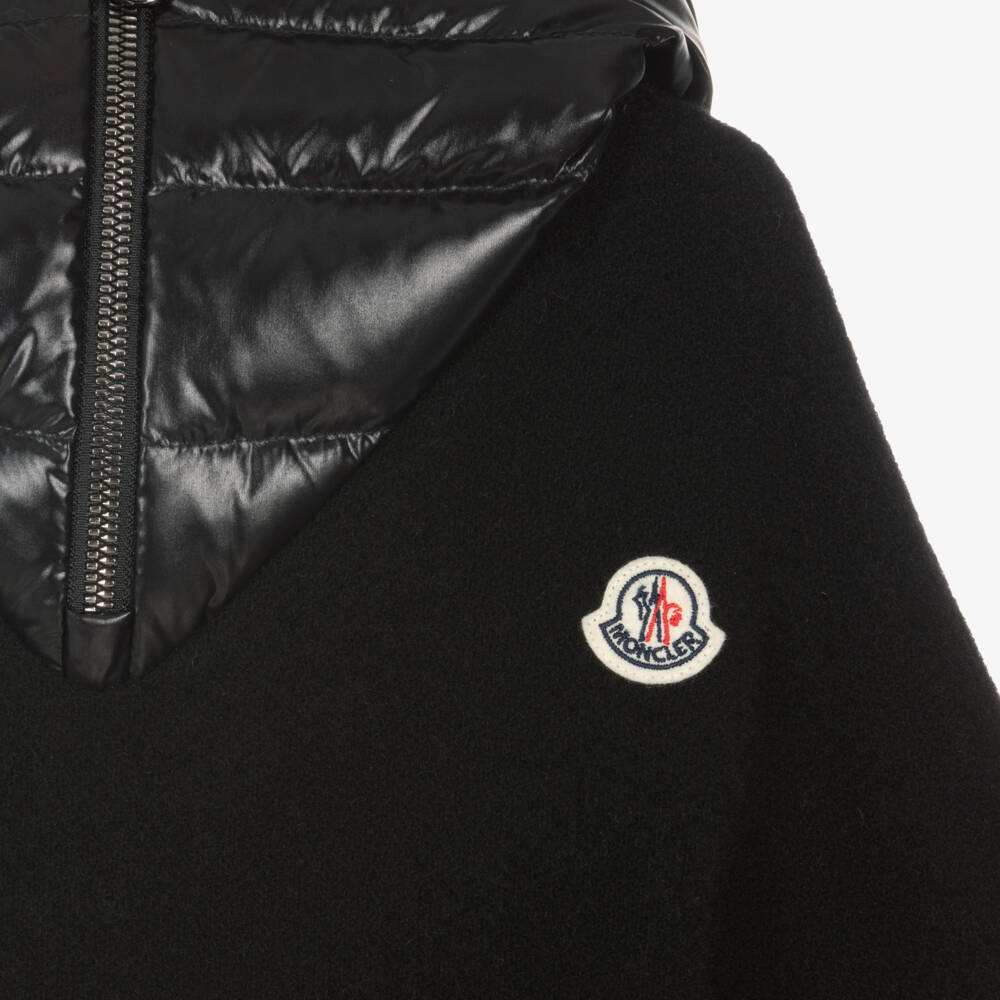 Moncler Enfant-عباءة صوف سوداء أنيقة للبنات | Childrensalon Outlet